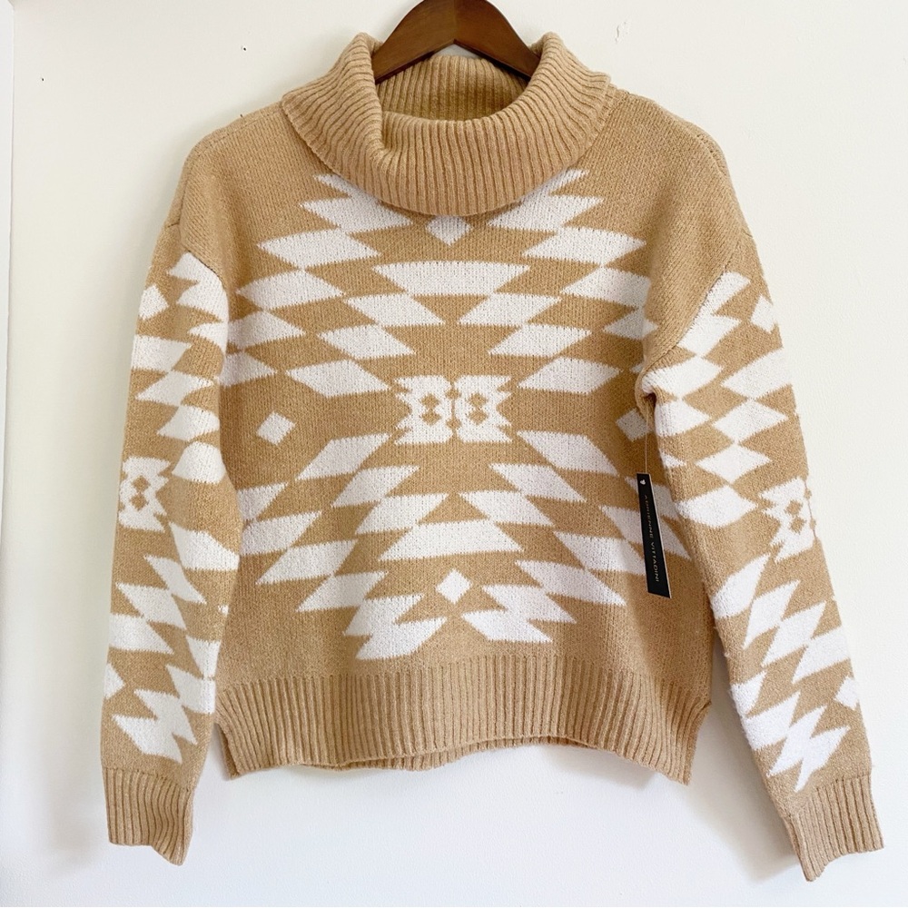 NWT Adrienne Vittadini Tan Cowl Neck Sweater Medium